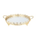 PLATEAU DECO METAL ROND AVEC POIGNEE 30 CM MODELE OR 