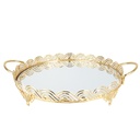 PLATEAU DECO METAL ROND AVEC POIGNEE 35 CM MODELE OR 