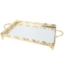 PLATEAU DECO METAL RECTANGULAIRE 37X24 CM MODELE OR 