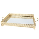 PLATEAU DECO METAL RECTANGULAIRE 37X24 CM MODELE OR 