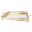 PLATEAU DECO METAL RECTANGULAIRE 37X24 CM MODELE OR 