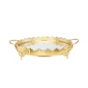 PLATEAU DECO METAL ROND AVEC POIGNEE 30 CM MODELE OR 