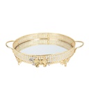 PLATEAU DECO METAL ROND AVEC POIGNEE 30 CM MODELE OR 