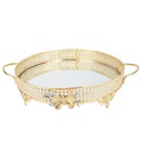 PLATEAU DECO METAL ROND AVEC POIGNEE 35 CM MODELE OR 