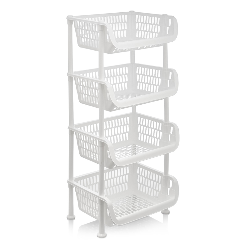 BAC A FRUITS &amp; LEGUMES 4 NIVEAUX 40X30X80 CM COULEUR BLANC
