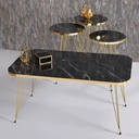 SET 4 TABLES : 3 X DIAMETRES 33 CM + TABLE 90X50X43 CM PIEDS METAL