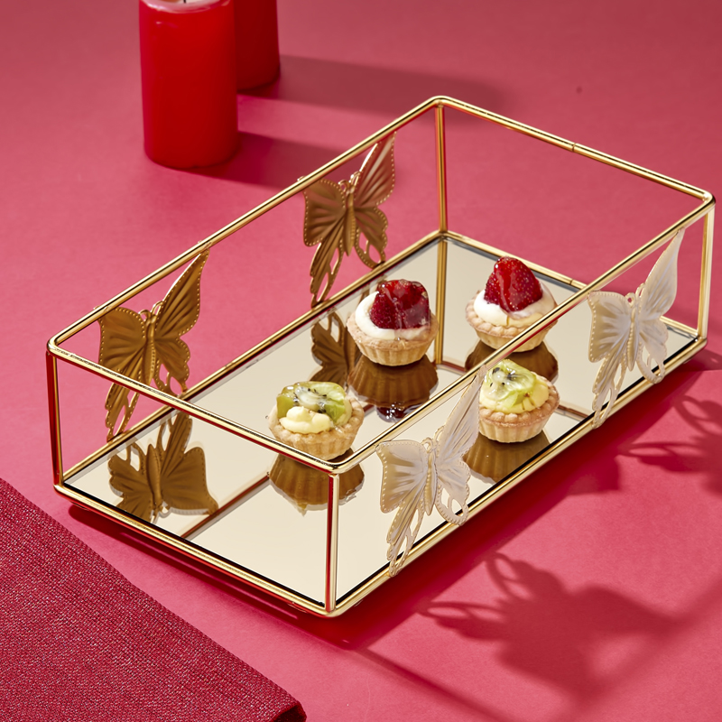 PLATEAU DECO METAL 17X30 CM MODELE OR MIRROIR BRONZE