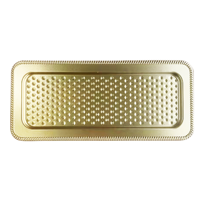 PLATEAU DECO PLASTIQUE 39X17 CM MODELE OR 
