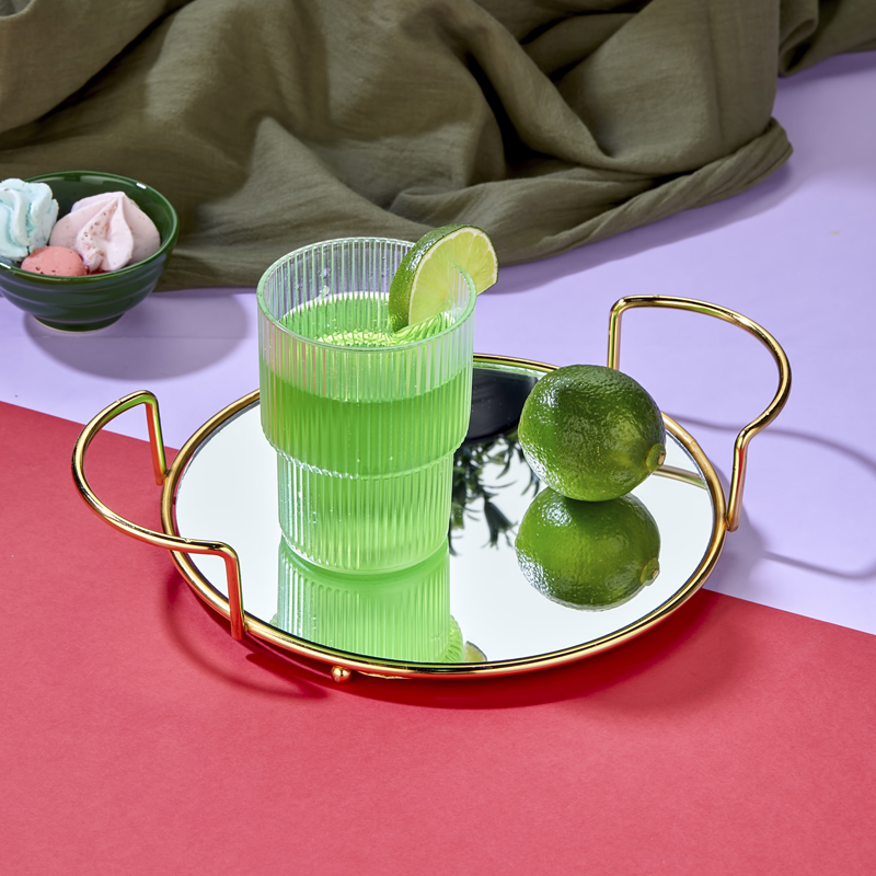 PLATEAU DECO METAL ROND 20 CM MODELE OR
