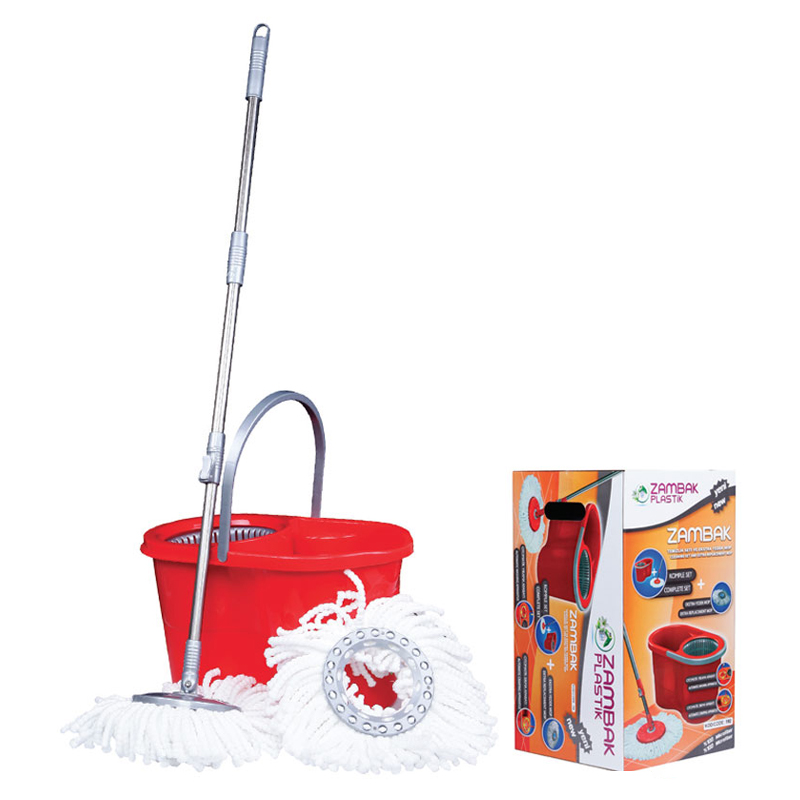 SET SEAU NETTOYAGE 17 LITRES + 2 SERPILLERE COULEUR ROUGE