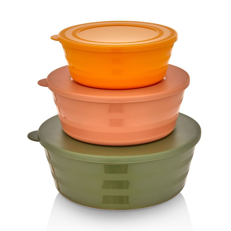 SET 3 BOITES PLASTIQUE ALIMENTAIRE AVEC COUVERCLE 400 CC / 700 CC / 1100 CC MIX COULEURS