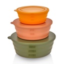 SET 3 BOITES PLASTIQUE ALIMENTAIRE AVEC COUVERCLE 400 CC / 700 CC / 1100 CC MIX COULEURS