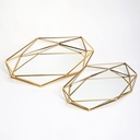SET 2 PLATEAUX DECO METAL 35X28 CM + 28X21 CM MODELE OR 