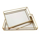 SET 2 PLATEAUX DECO METAL 33X22 CM + 28X18 CM MODELE ARGENT