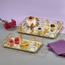 SET 2 PLATEAUX DECO METAL 38X26X5 CM / 30X19X5 CM MODELE OR
