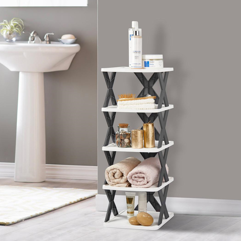 ETAGERE 4 NIVEAUX MULTI USAGE 66X25X25 CM COULEUR MIX BLANC//GRIS