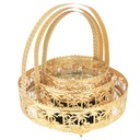 SET COMPLET 3 PANIER DECO METAL 15/20/25 CM MODELE OR DESIGN PALMIER