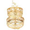 PLATEAU DECO PRESENTATION METAL ROND MODELE OR 19X15X28 CM