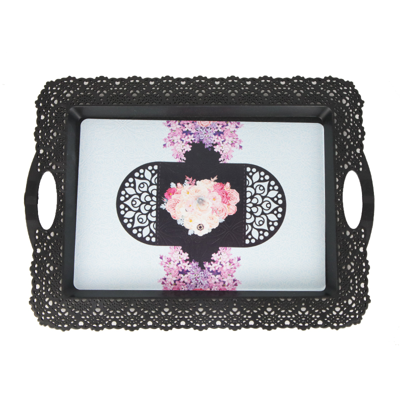 PLATEAU DECO PLASTIQUE 45X32 CM NOIR