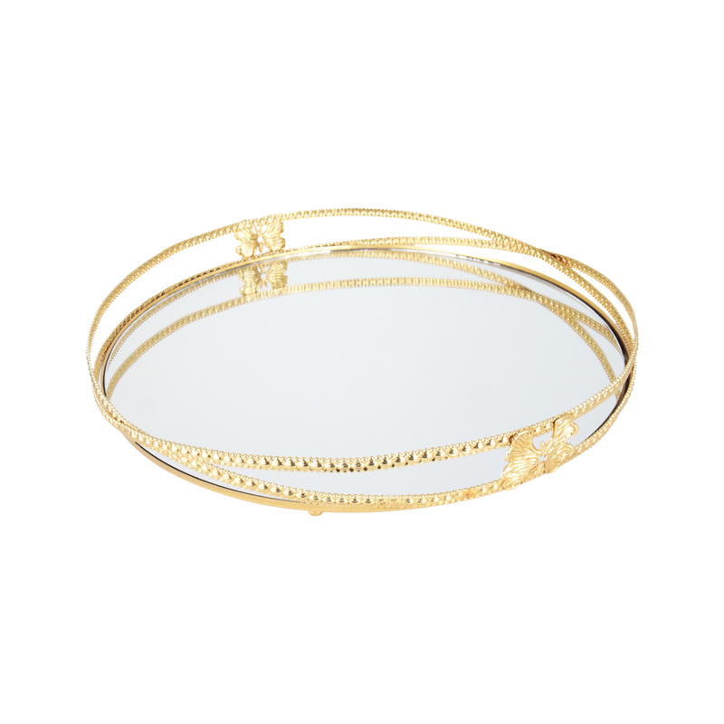 PLATEAU DECO METAL ROND 30 CM NOUVEAU DESIGN MODELE OR
