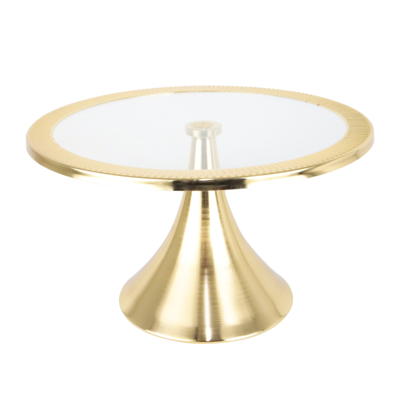 PLATEAU DE PRESENTATION DECO METAL AVEC VERRE 25X14 CM MODELE OR 