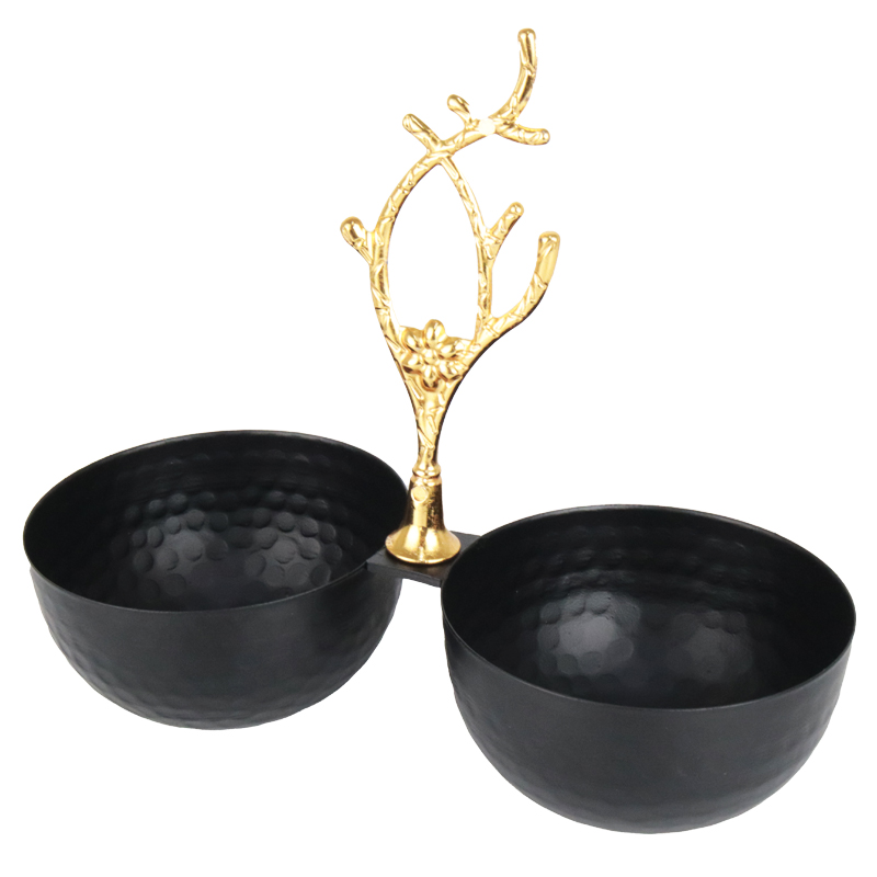 PRESENTOIR DECO METAL 2 COMPARTIMENTS 21X10X19 CM NOIR