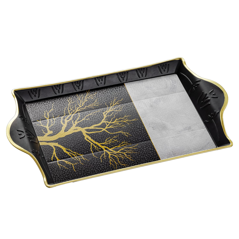 PLATEAU DECO PLASTIQUE 42X25 CM NOIR