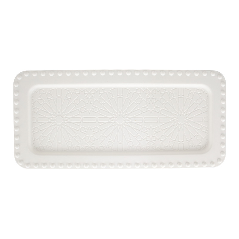PLATEAU DECO PLASTIQUE 37X18 CM BLANC