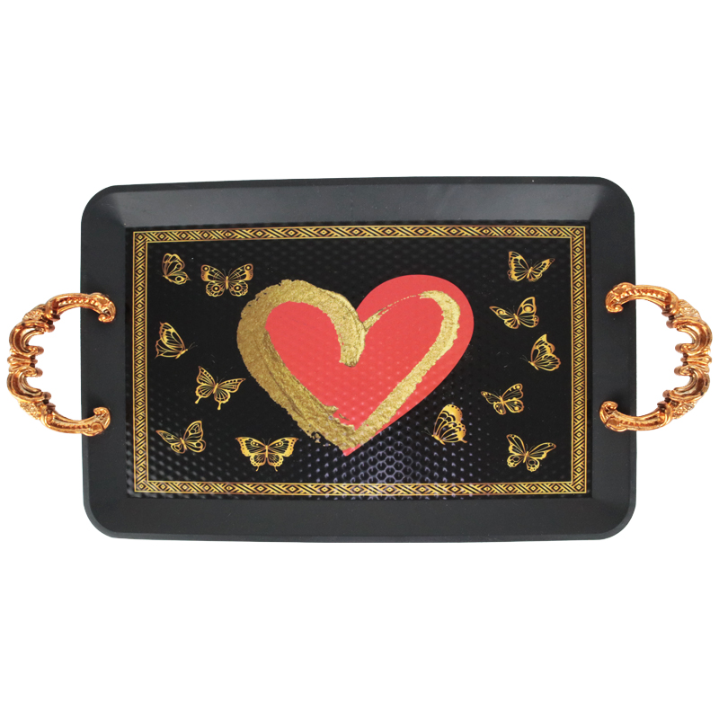 PLATEAU DECO PLASTIQUE 36X23 CM MIX BLANC / NOIR