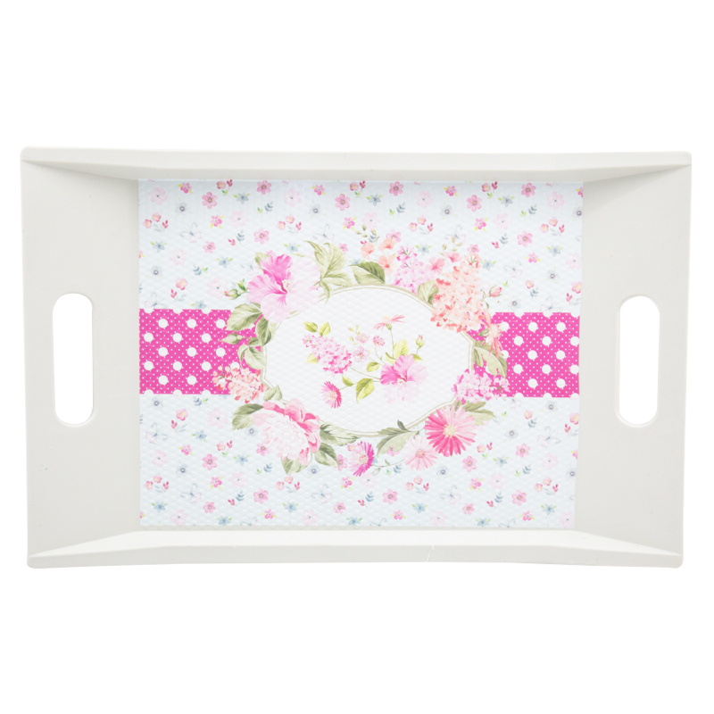 PLATEAU DECO PLASTIQUE 40X25 CM BLANC