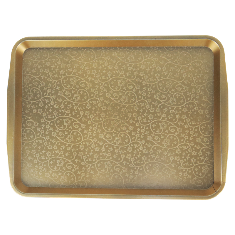 PLATEAU DECO PLASTIQUE 37X27 CM MODELE OR 