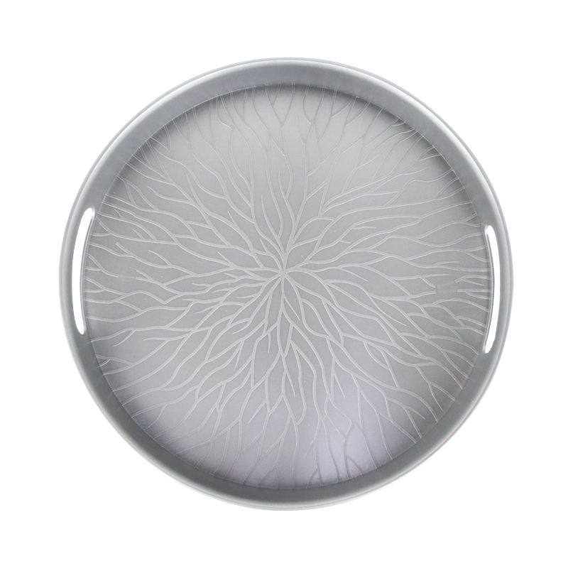 PLATEAU DECO PLASTIQUE 35 CM MODELE ARGENT