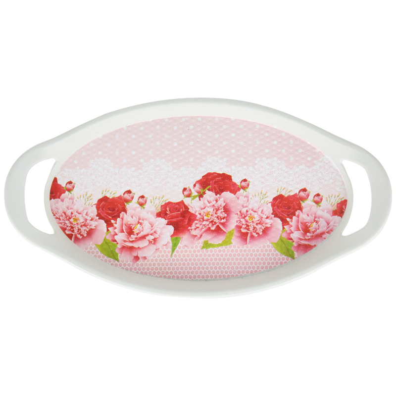 PLATEAU DECO PLASTIQUE OVAL 30X16 CM COULEUR BLANC