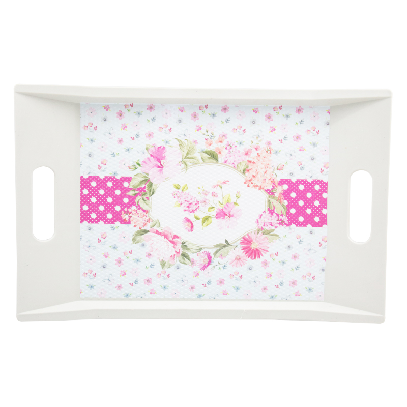 PLATEAU DECO PLASTIQUE 37X17 CM COULEUR BLANC