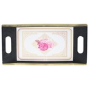 PLATEAU DECO PLASTIQUE 37X17 CM COULEUR NOIR ET BORDURE OR