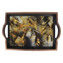 PLATEAU DECO PLASTIQUE 43X30 CM COULEUR NOIR ET BORDURE OR