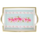 PLATEAU DECO PLASTIQUE 43X30 CM COULEUR BLANC ET BORDURES OR