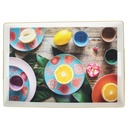 PLATEAU DECO PLASTIQUE 37X26 CM COULEUR BLANC ET BORDURES OR