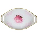 PLATEAU DECO PLASTIQUE OVAL 45X28 CM COULEUR BLANC ET BORDURES OR