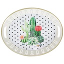 PLATEAU DECO PLASTIQUE OVAL 46X35 CM COULEUR BLANC ET BORDURES OR