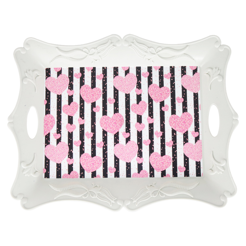 PLATEAU DECO PLASTIQUE 43X33 CM COULEUR BLANC