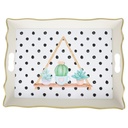 PLATEAU DECO PLASTIQUE 40X30 CM COULEUR BLANC ET BORDURES OR