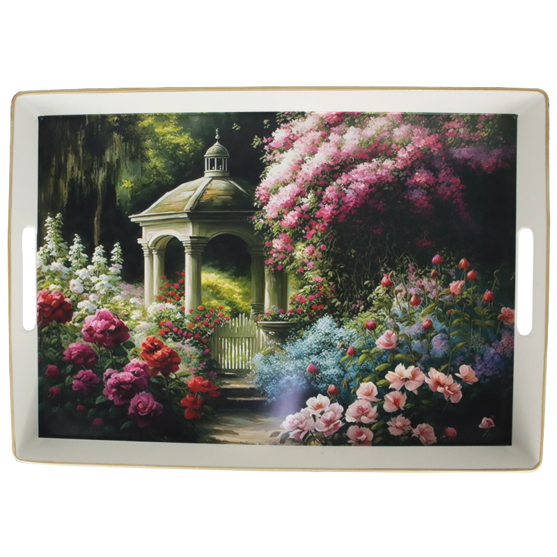 PLATEAU DECO PLASTIQUE 37X26 CM COULEUR MIX BLANC ET NOIR