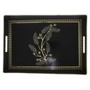 PLATEAU DECO PLASTIQUE 37X26 CM COULEUR NOIR ET BORDURES OR