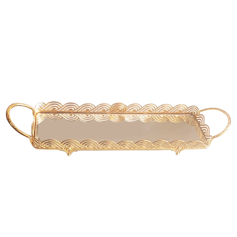 PLATEAU DECO METAL 42X16 CM MODELE OR 