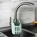 RANGEMENT EVIER AVEC EPONGE 17X9 CM MIX GRIS/BLANC