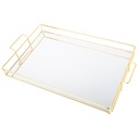 PLATEAU DECO METAL AVEC POIGNEE 42X27X4 CM MODELE OR 