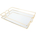 PLATEAU DECO METAL AVEC POIGNEE 42X27X5 CM MODELE OR 