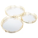 SET 3 PLATEAUX DECO METAL ROND 25 / 32 / 37 CM MODELE OR 