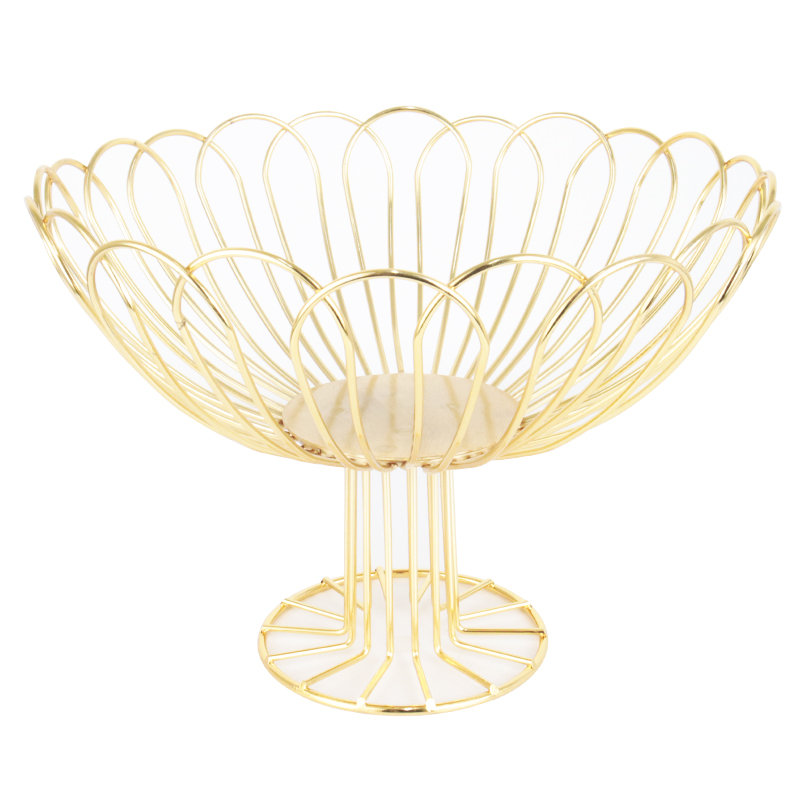CORBEILLE A FRUITS LUXE AVEC PIEDS 27X20 CM DECO METAL MODELE OR 